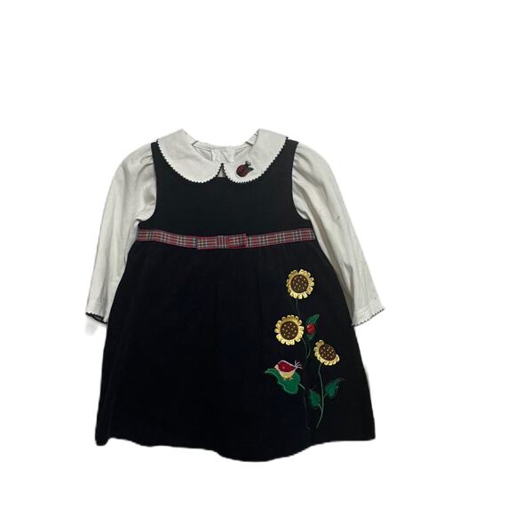 Bonnie Jean Baby Girls Corduroy Dress Set, Applique Ladybug Sunflowers 12 mo NWT - Picture 1 of 7